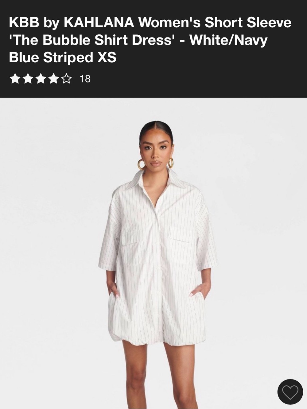 KBB by Kahlana White & Navy Striped Short Sleeve Bubble Shirt Dress